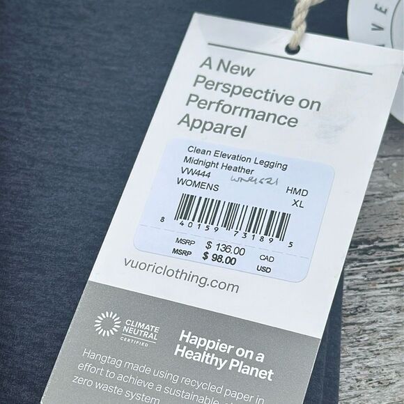 VUORI Clean Elevation Legging Dreamknit Move Leggings Midnight heather XL NWT - Picture 3 of 7